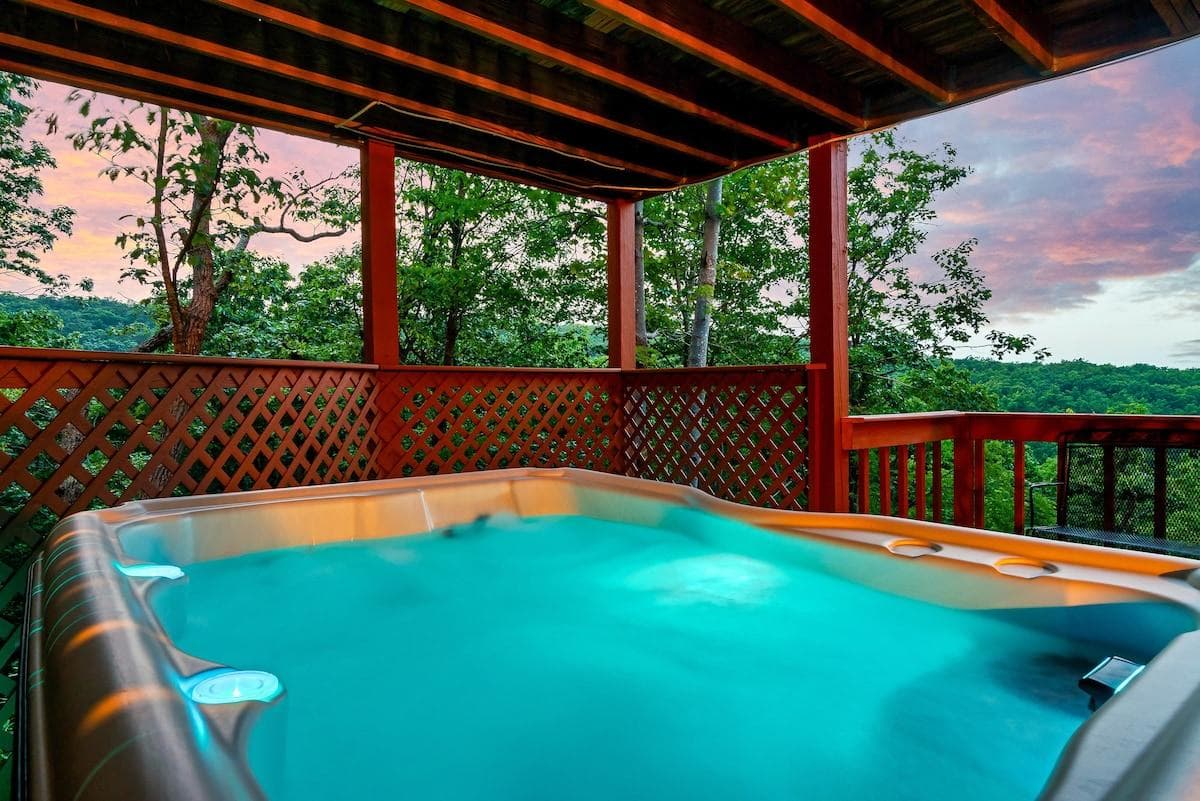 Hot tub on the lower level deck with amazing view