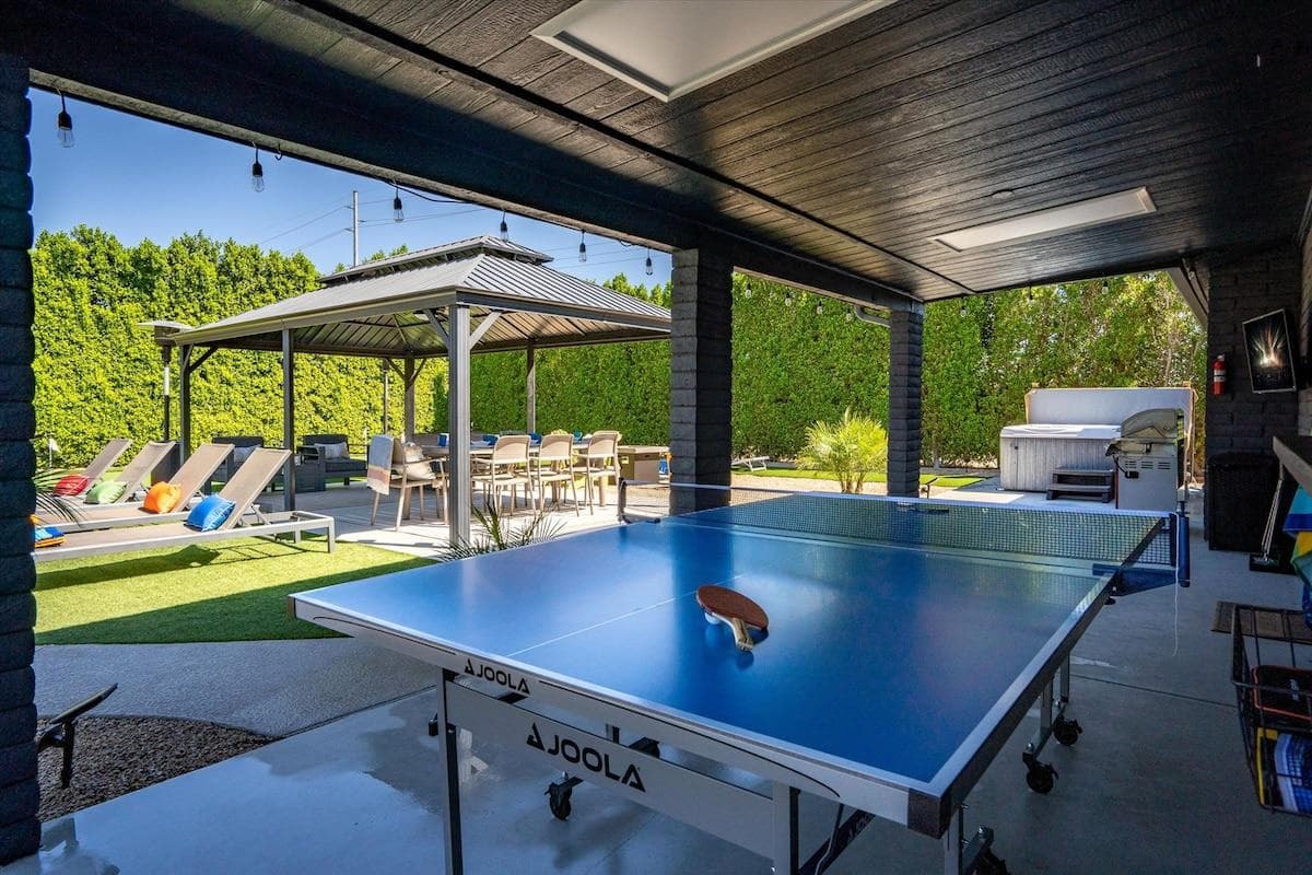 Ping pong table , hot tub, and gazebo